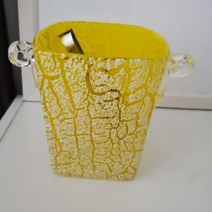 Yellow Art Glass Ise  Busket.